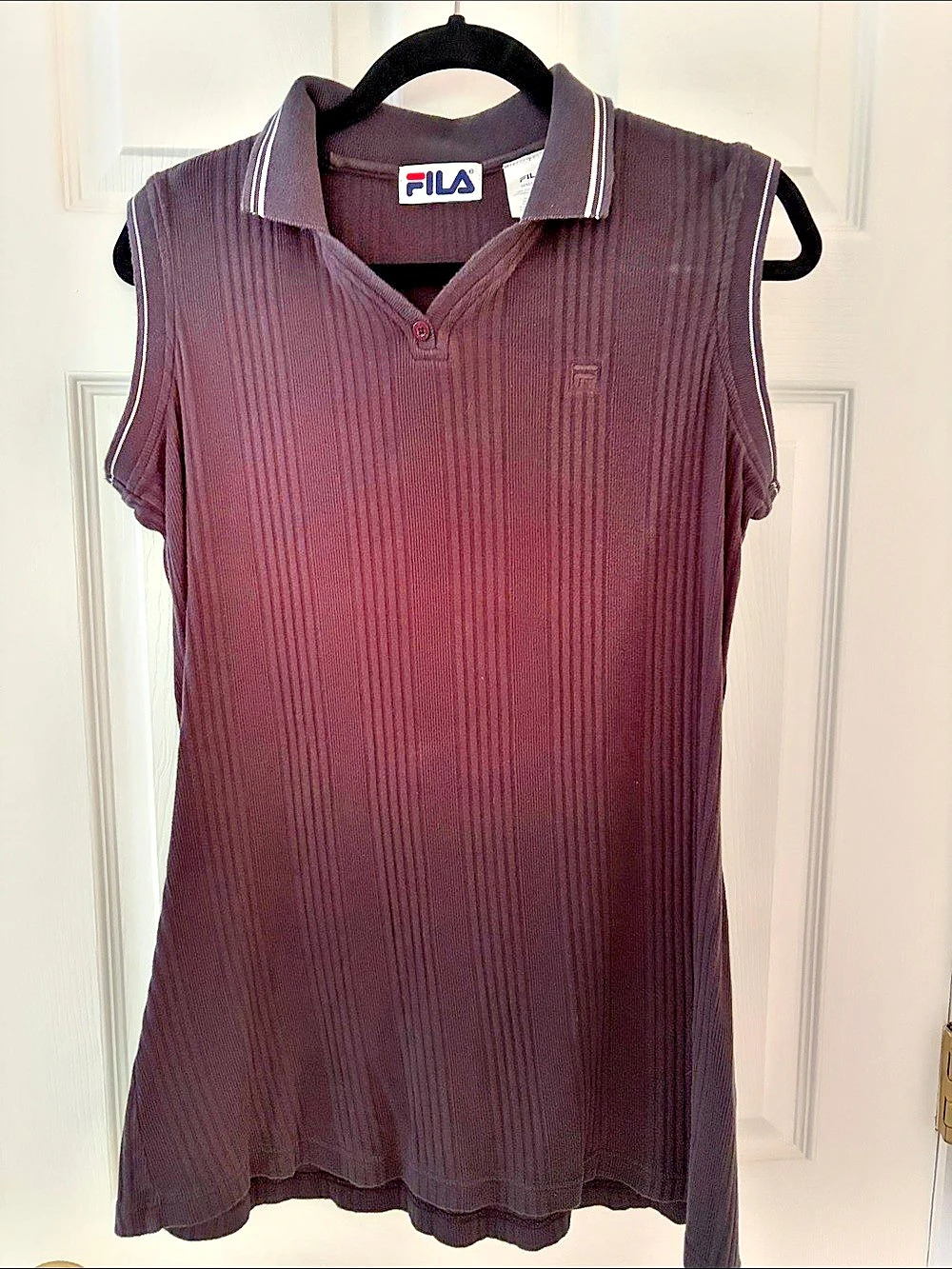 FILA Ribbed Sleeveless Polo dress  in Black Size Medium